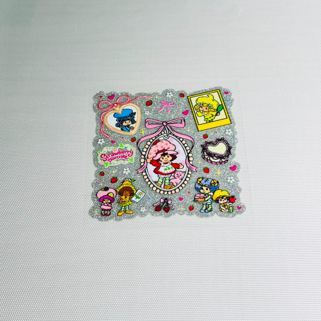 4inch Decals Shiny Glitter Cup Wraps, Water Proof, Cartoon, Strawberry Shortcake