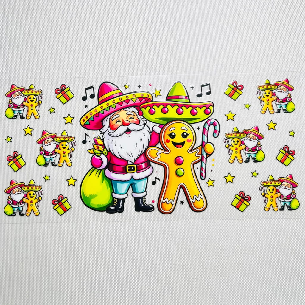 16oz UVDTF Cup Wraps, Christmas Vibes ,Santa Claus