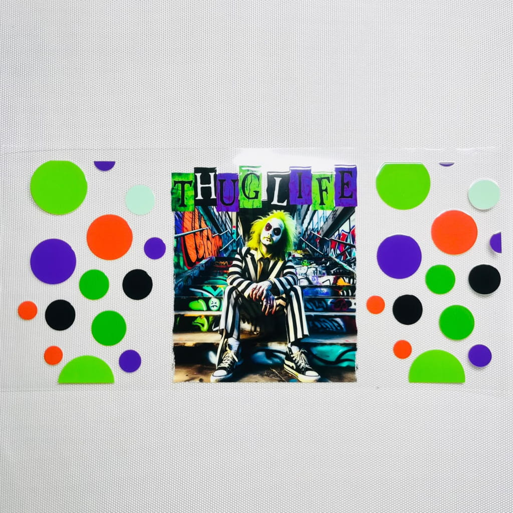 16oz UVDTF Cup Wraps,Halloween, Horroible, Spooky Vibes, Beetlejuice