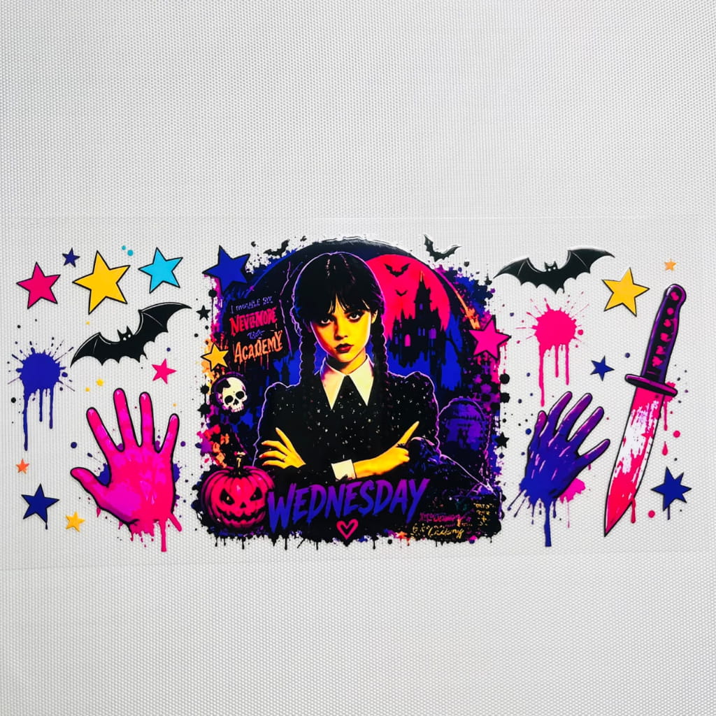 16oz UVDTF Cup Wraps,Halloween, Horroible, Wednesday