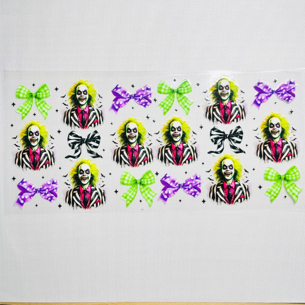 16oz UVDTF Cup Wraps,Halloween, Horroible, Spooky Vibes ,Bownet, Beetlejuice
