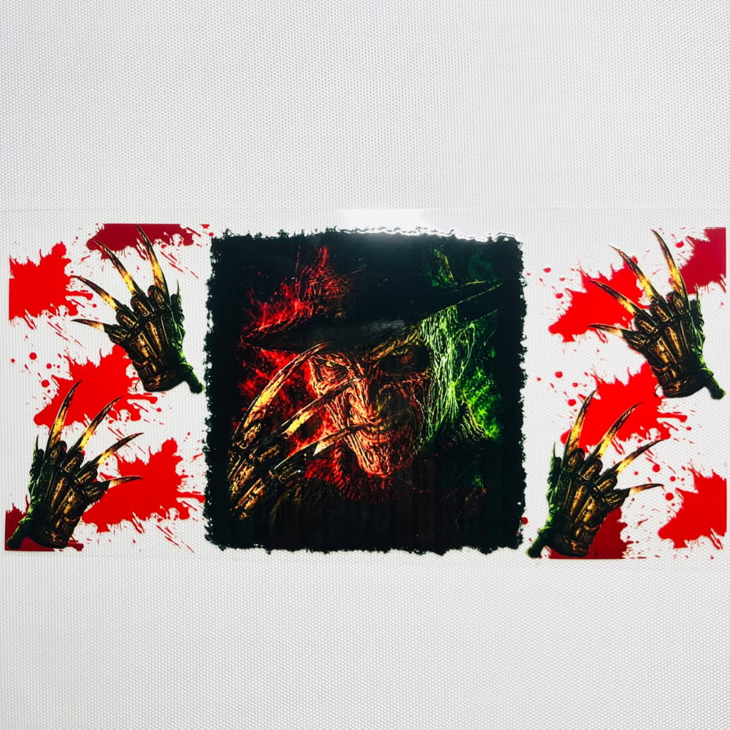 16oz UVDTF Cup Wraps, Halloween , Freddy Krueger