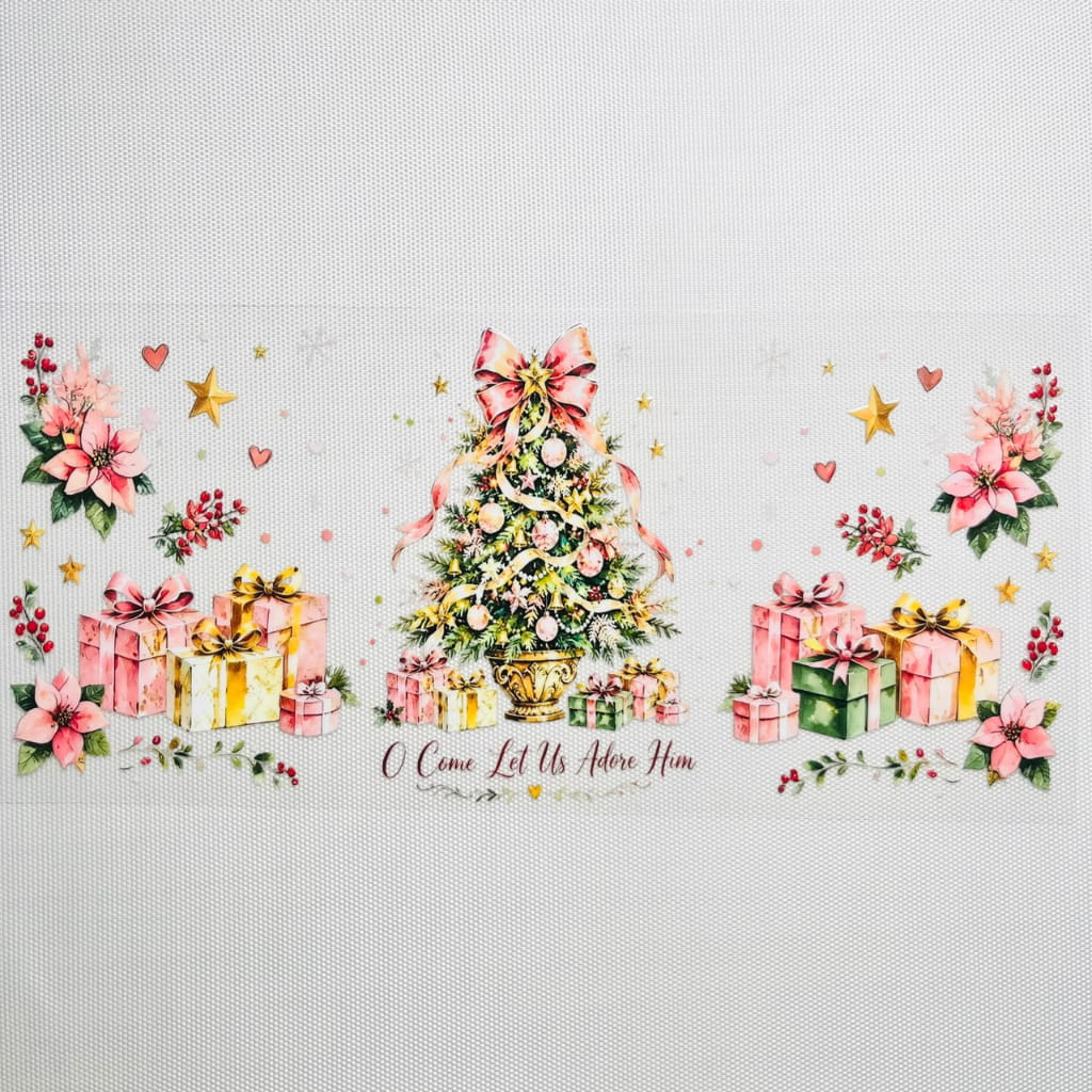 16oz UVDTF Cup Wraps, Christmas Vibes ,Christmas Tree