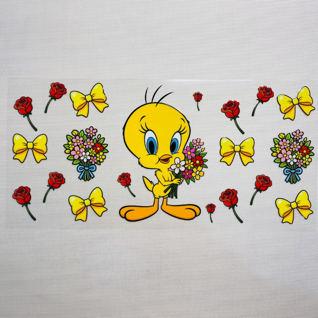 16oz UVDTF Cup Wraps, Cartoon, Looney Tunes Tweety