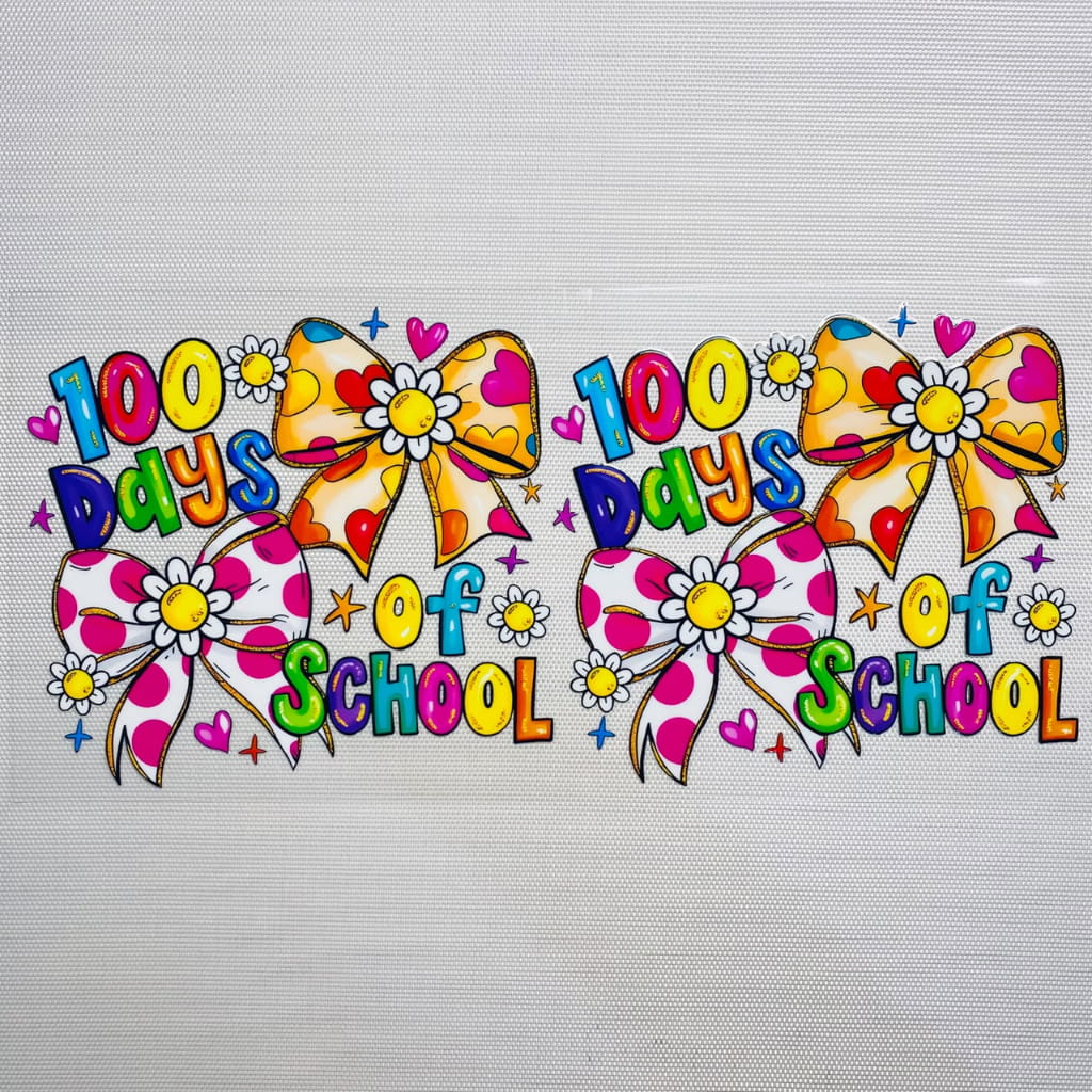16oz UVDTF Cup Wraps,100 Days Of School ,Bow