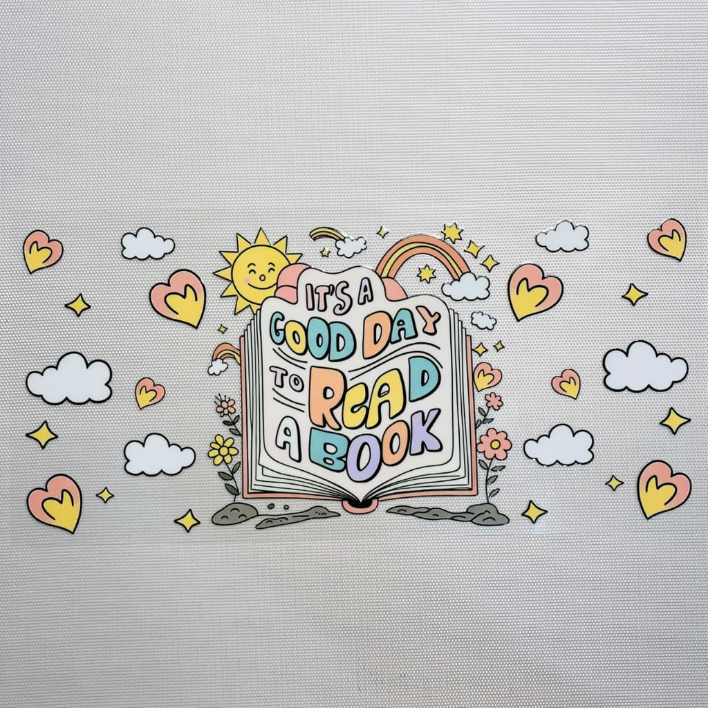 16oz UVDTF Cup Wraps, Positive Words ,Book, It's A Good To Read A Book