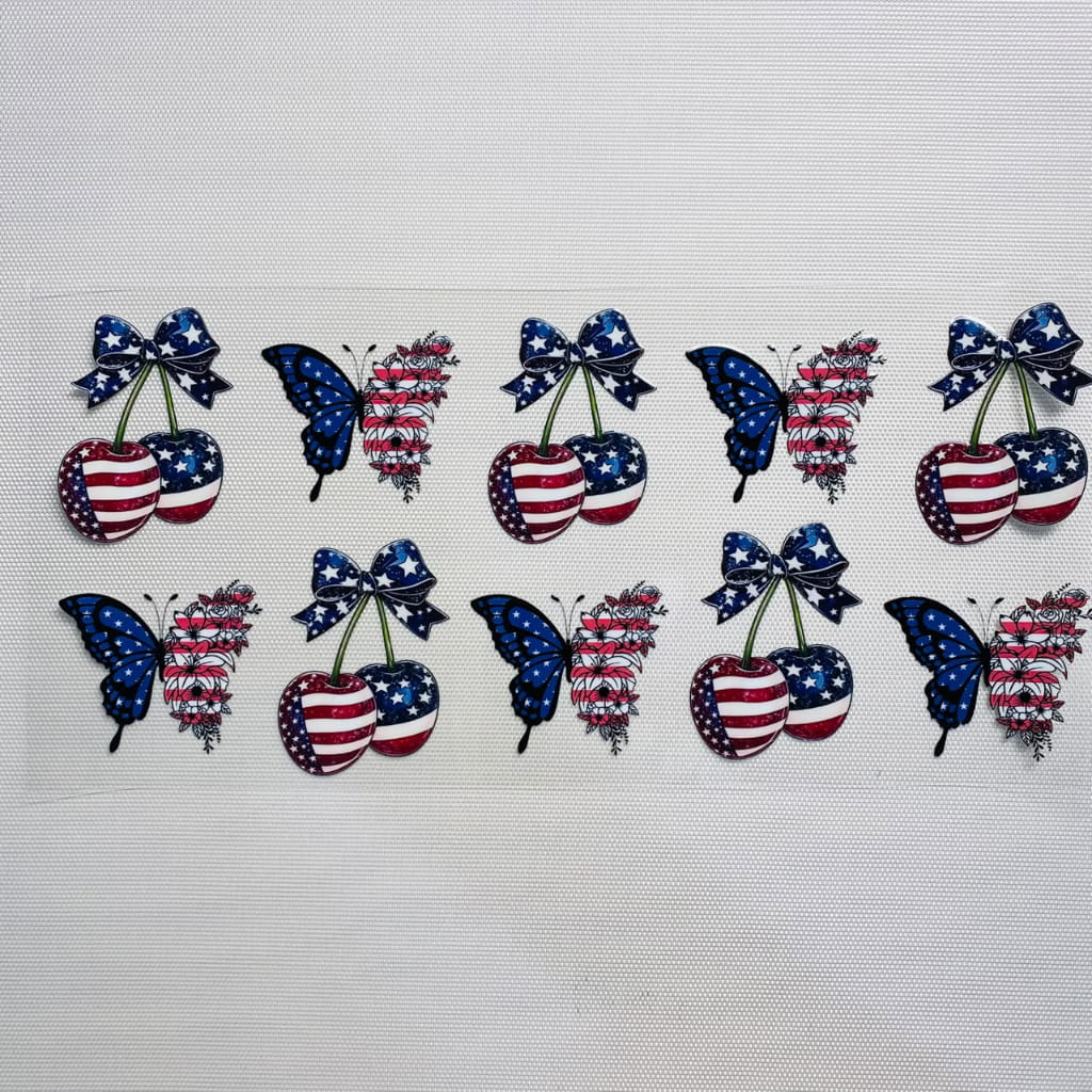 16oz UVDTF Cup Wraps, USA & America Flag ,Bow & Bowknot, Cherry