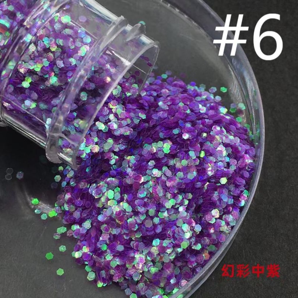Laser/Holographic Golden Powder,DIY Small Glitter Transparent Sequins,Solid Color,1mm,1 bottle 30ml/1.05floz ,12 Colors