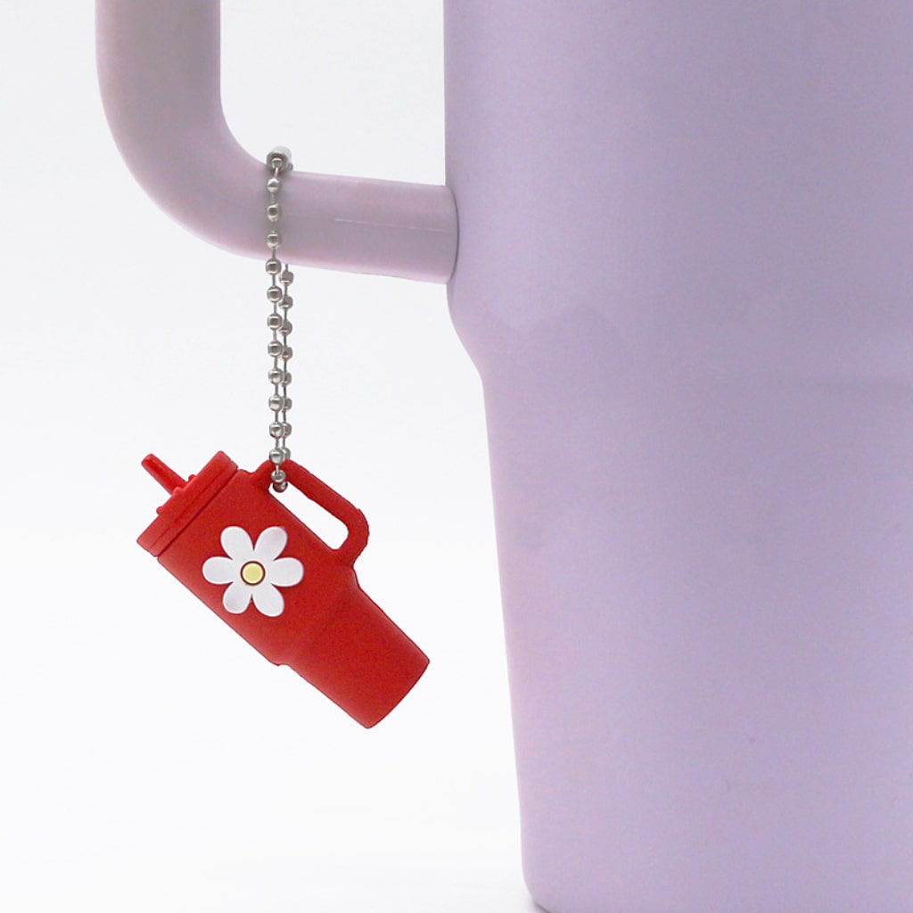 Silicone Mini Tumbler Keychains With Flowers,13 colors,Random Mix