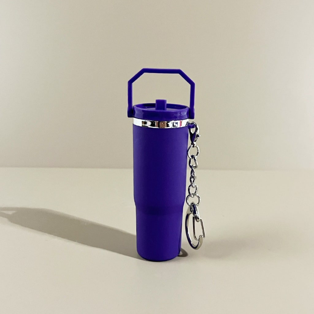 Mini Flip Straw School Stainly Tumbler Cup keychains,Solid Color