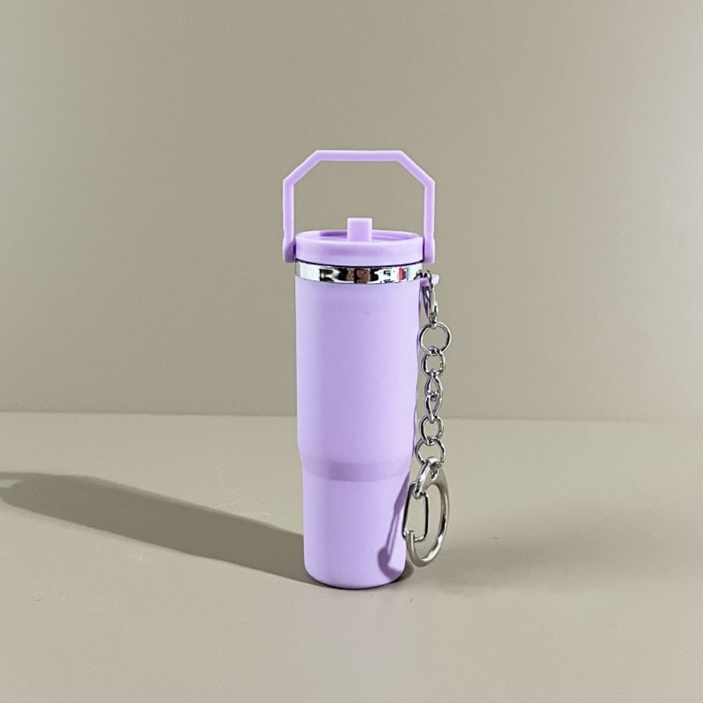 Mini Flip Straw School Stainly Tumbler Cup keychains,Solid Color