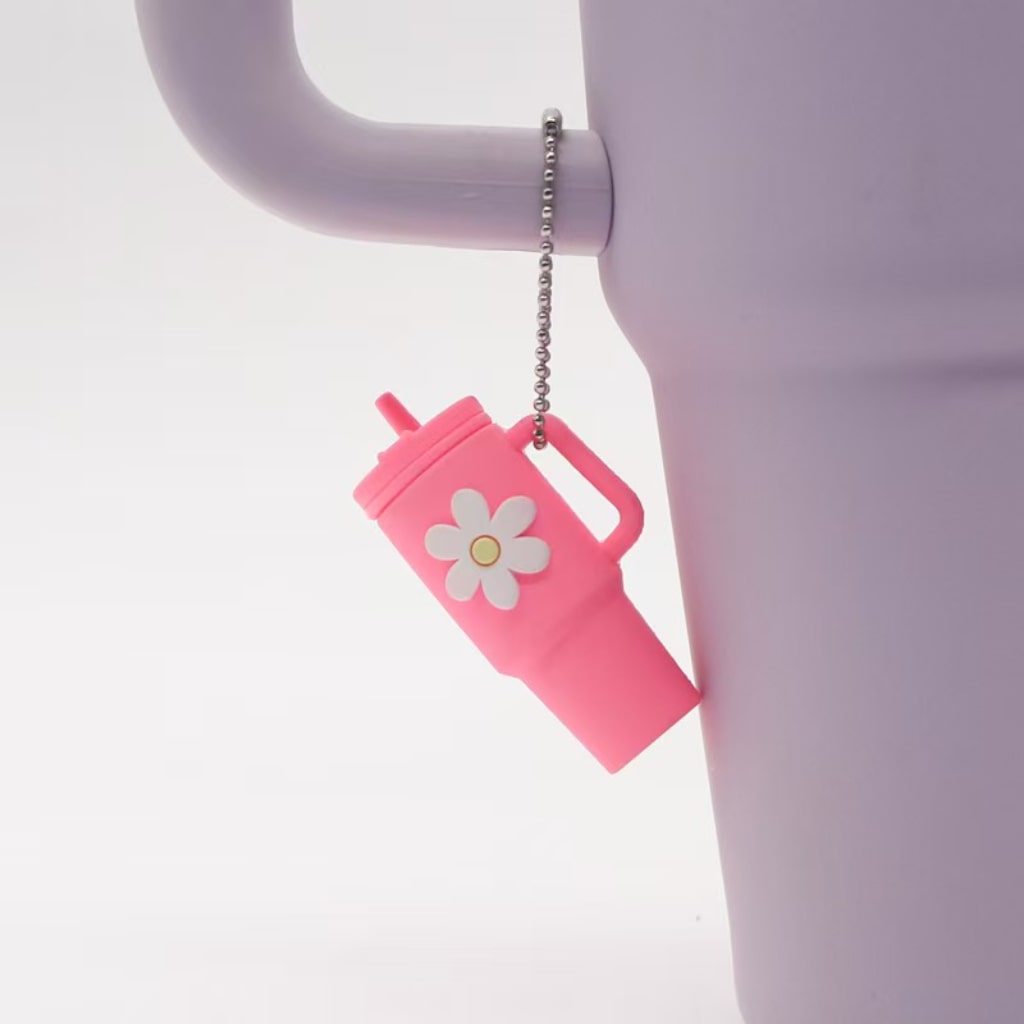 Silicone Mini Tumbler Keychains With Flowers,13 colors,Random Mix
