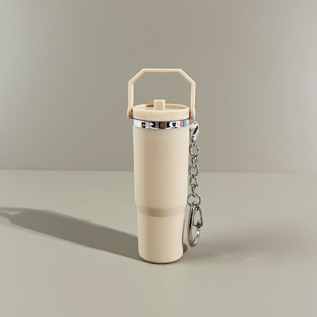 Mini Flip Straw School Stainly Tumbler Cup keychains,Solid Color