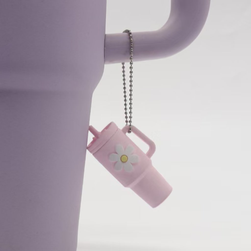 Silicone Mini Tumbler Keychains With Flowers,13 colors,Random Mix