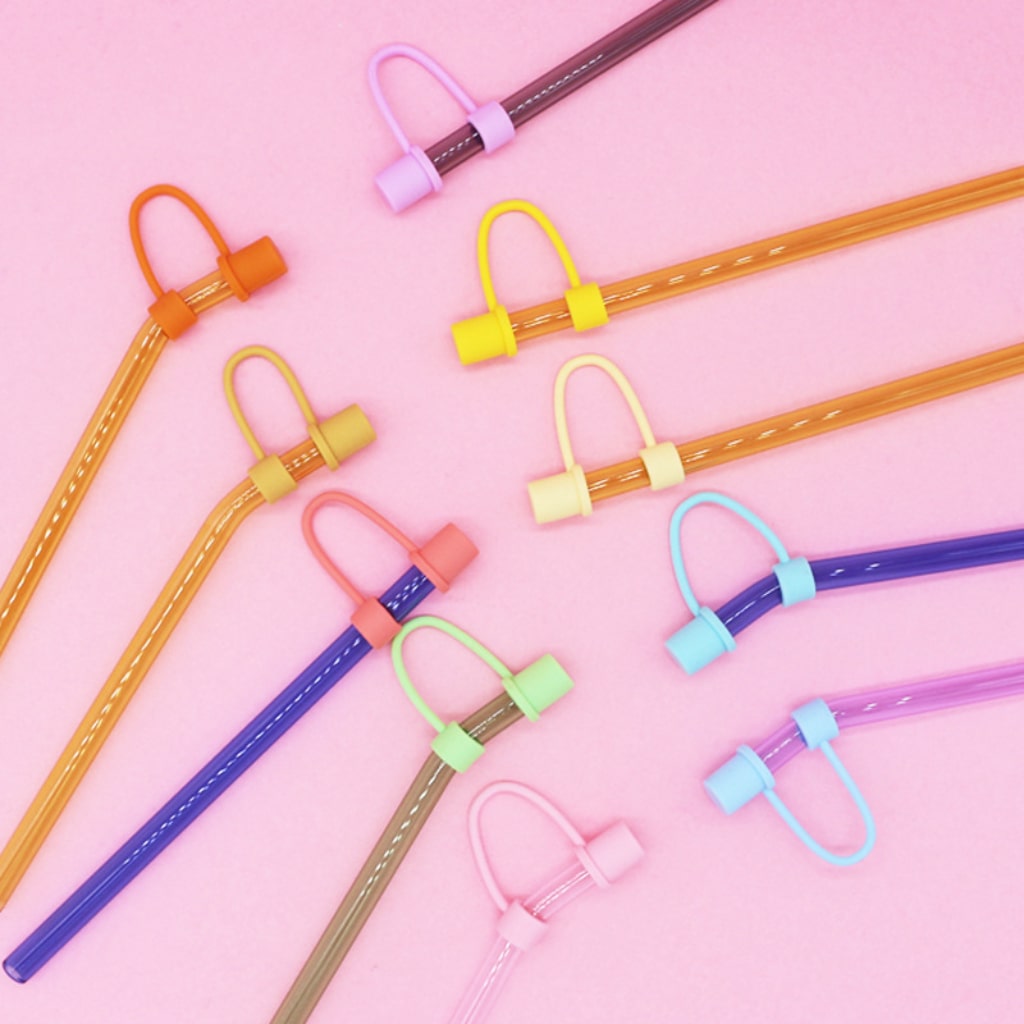 Long Round Shaped Solid Color Straw Toppers