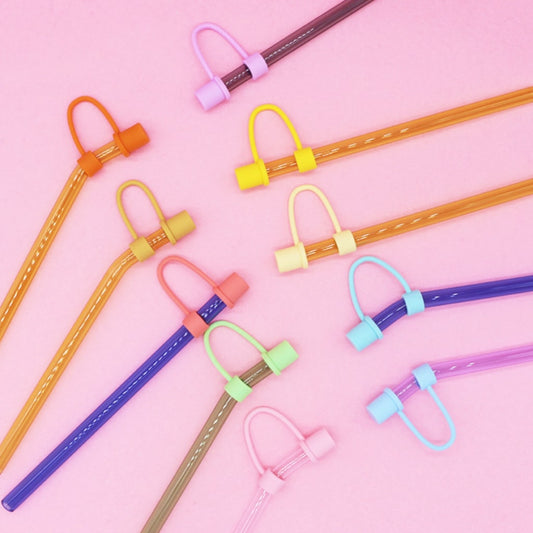 Long Round Shaped Solid Color Straw Toppers