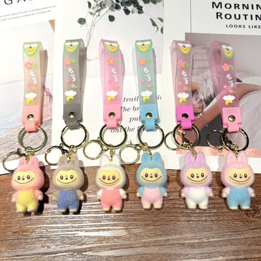 Flocked Labubu Keychains