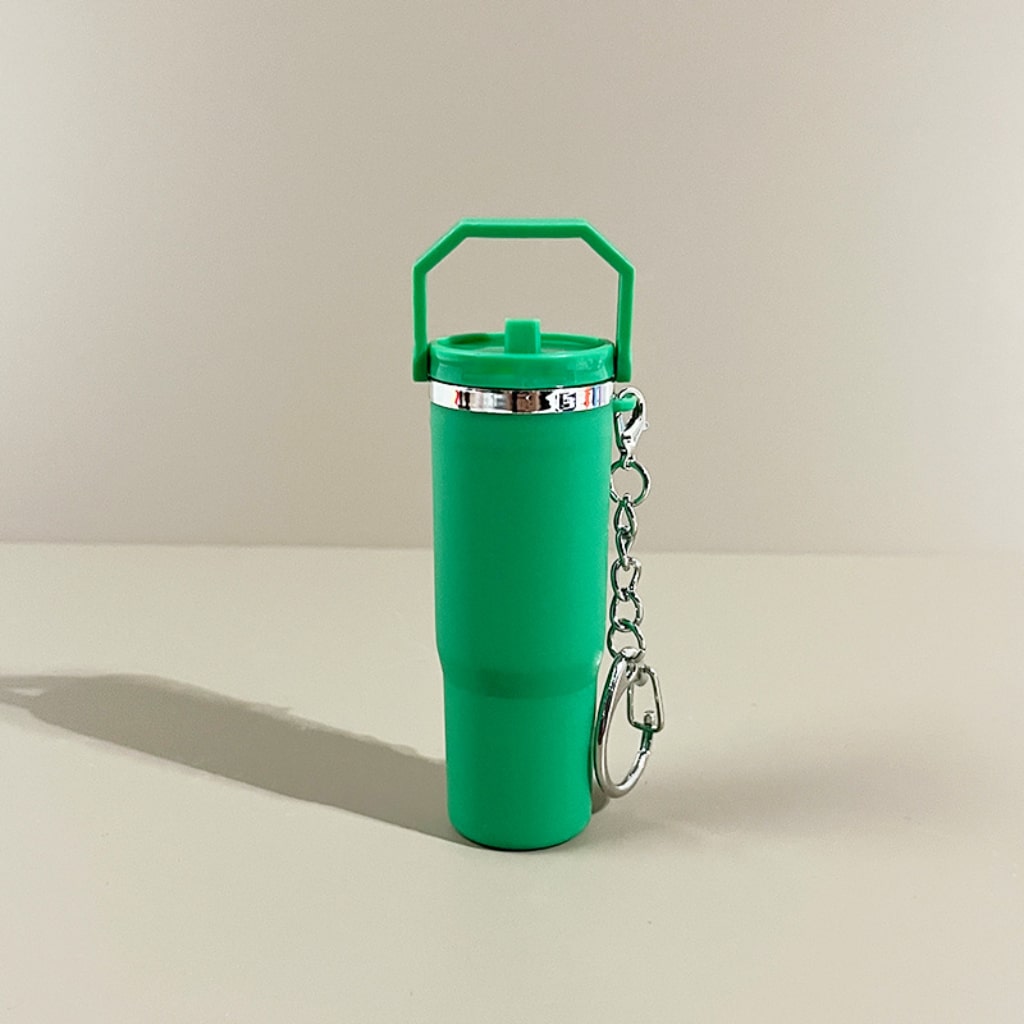 Mini Flip Straw School Stainly Tumbler Cup keychains,Solid Color