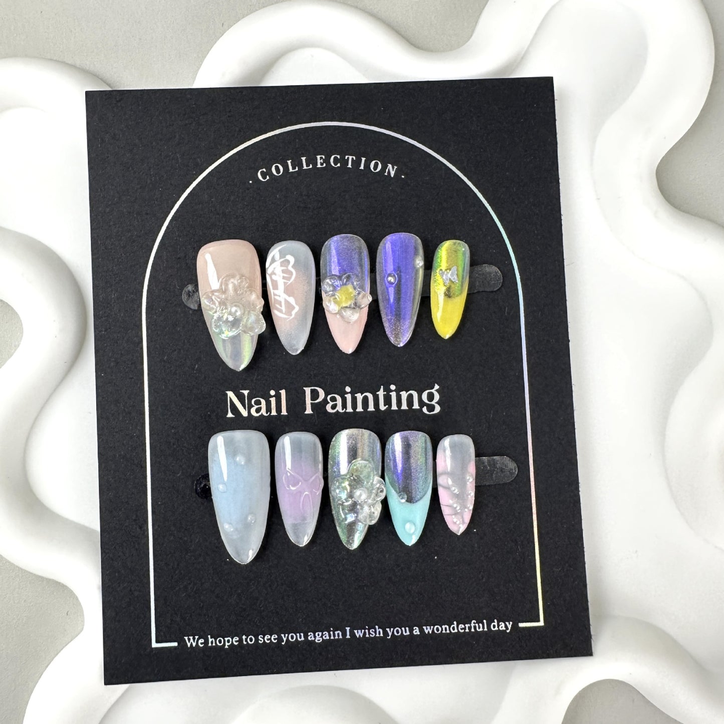 3D Flower nails with Gradient Design,Colorful Tones,CY