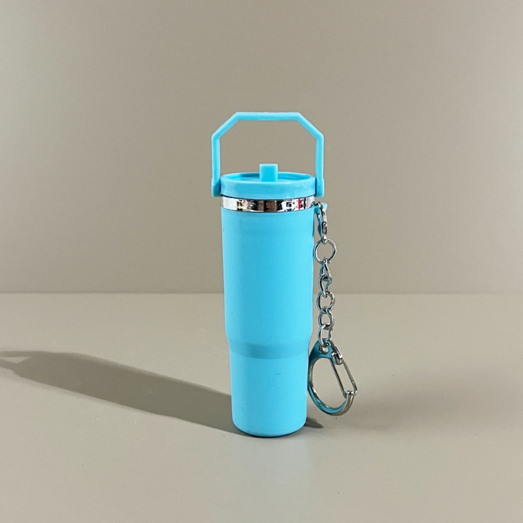 Mini Flip Straw School Stainly Tumbler Cup keychains,Solid Color