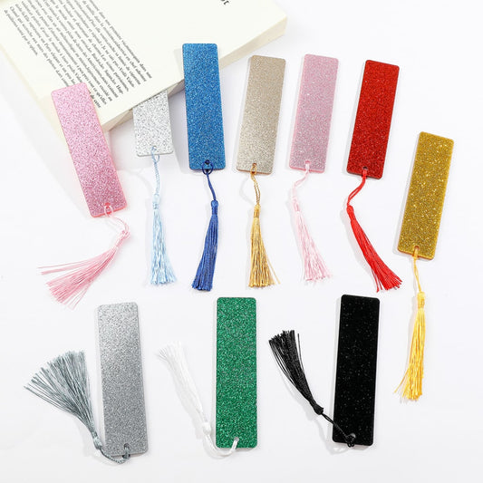 Glitter Acrylic Bookmarks With Tassels,Random Mix