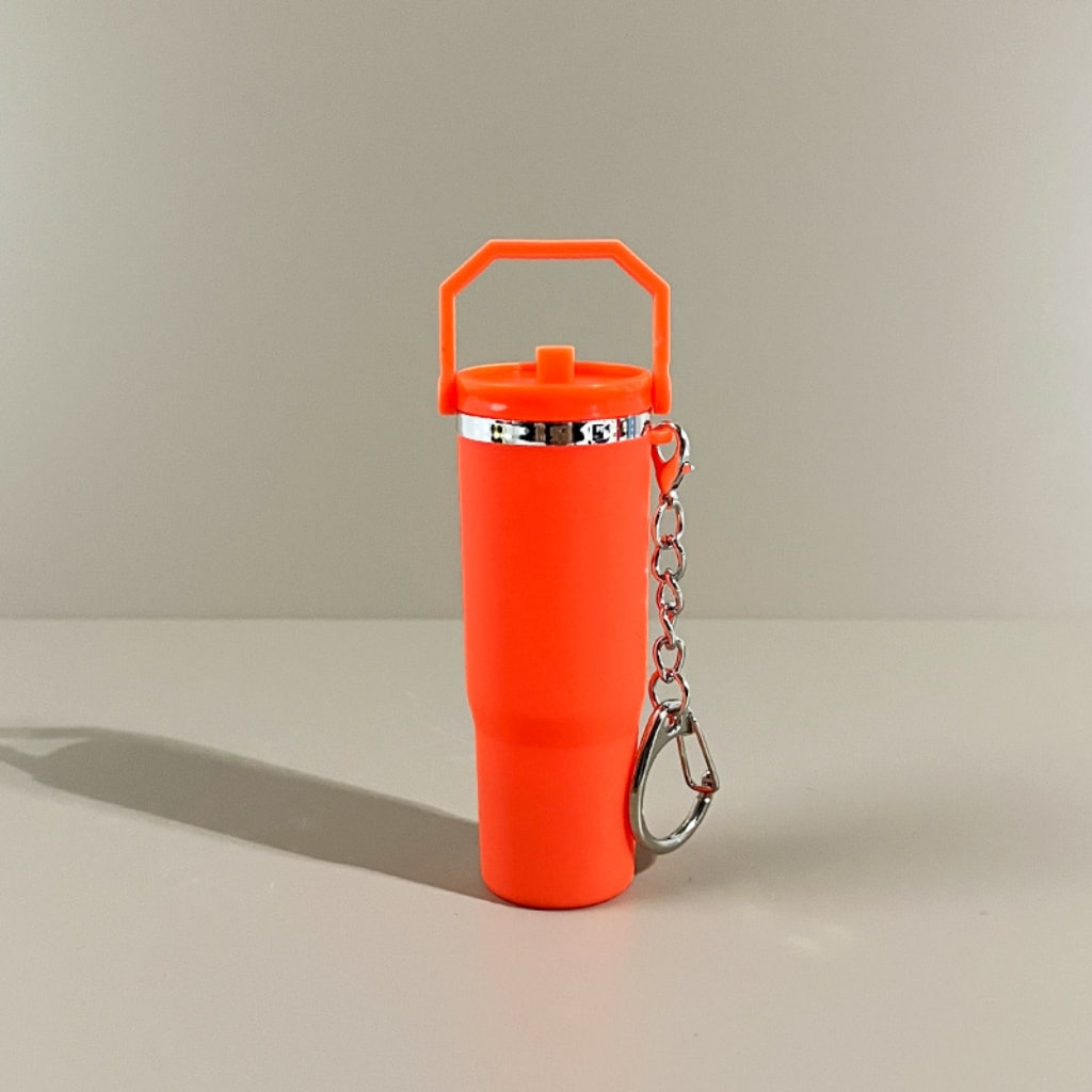 Mini Flip Straw School Stainly Tumbler Cup keychains,Solid Color