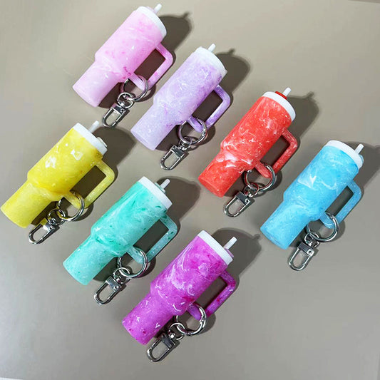 Mini Stainly Tumbler Cup keychains,Marble colors