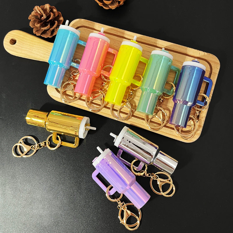 Mini Stainly Tumbler Cup keychains,Holographic Colors
