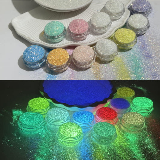 Glow-in-the-dark fine glitter powder for snowgloble , DIY phone case, resin crafts, craft supplies, gold glitter powder