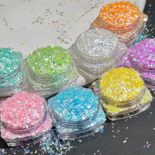 Irregular-shaped colorful glitter pieces and sequins for DIY crafts
