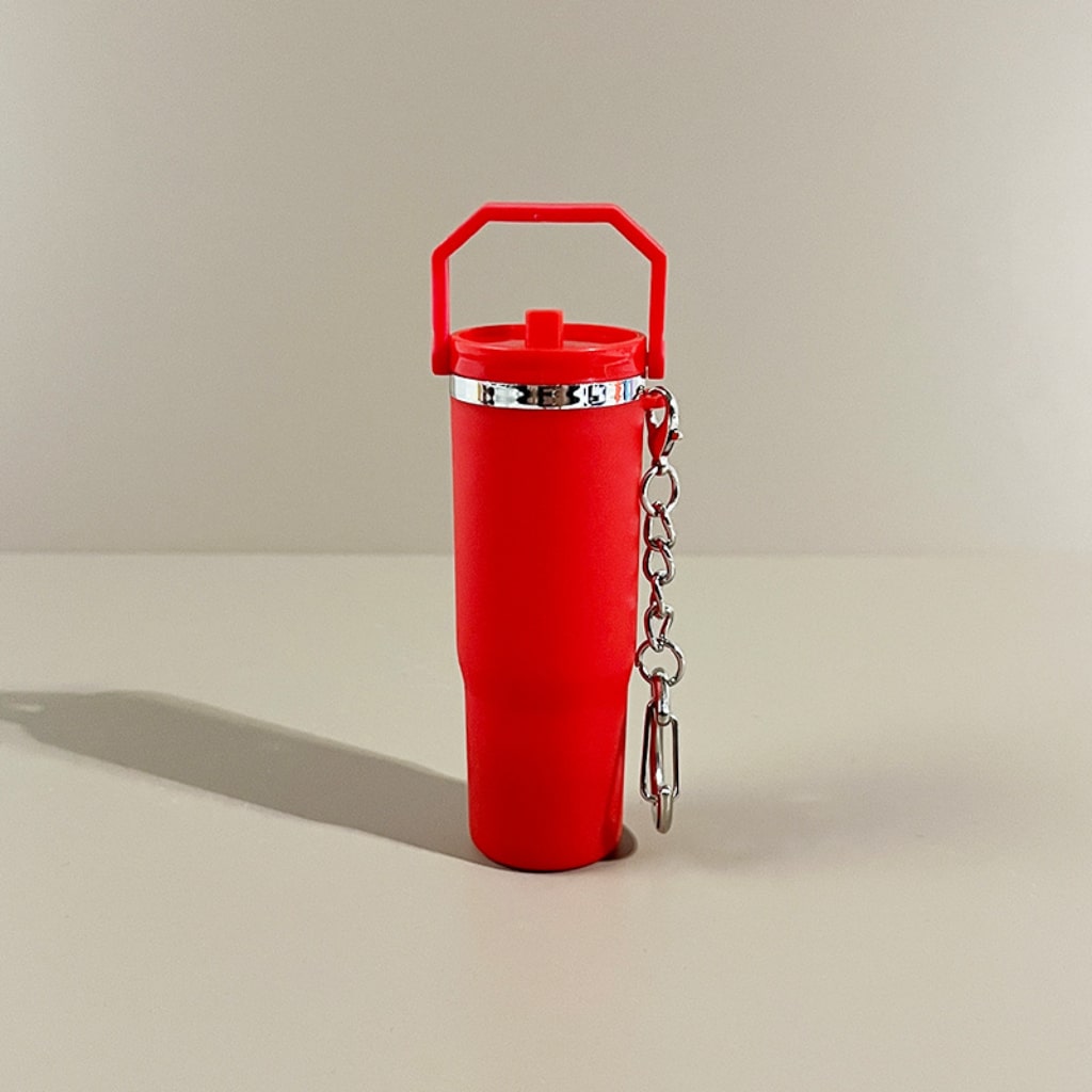 Mini Flip Straw School Stainly Tumbler Cup keychains,Solid Color