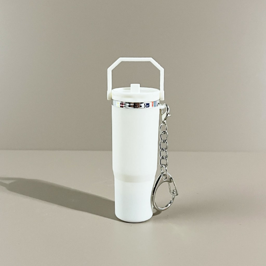 Mini Flip Straw School Stainly Tumbler Cup keychains,Solid Color