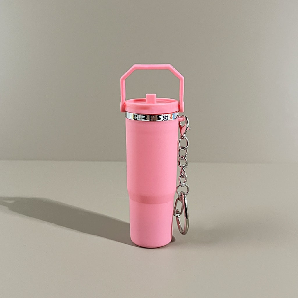 Mini Flip Straw School Stainly Tumbler Cup keychains,Solid Color