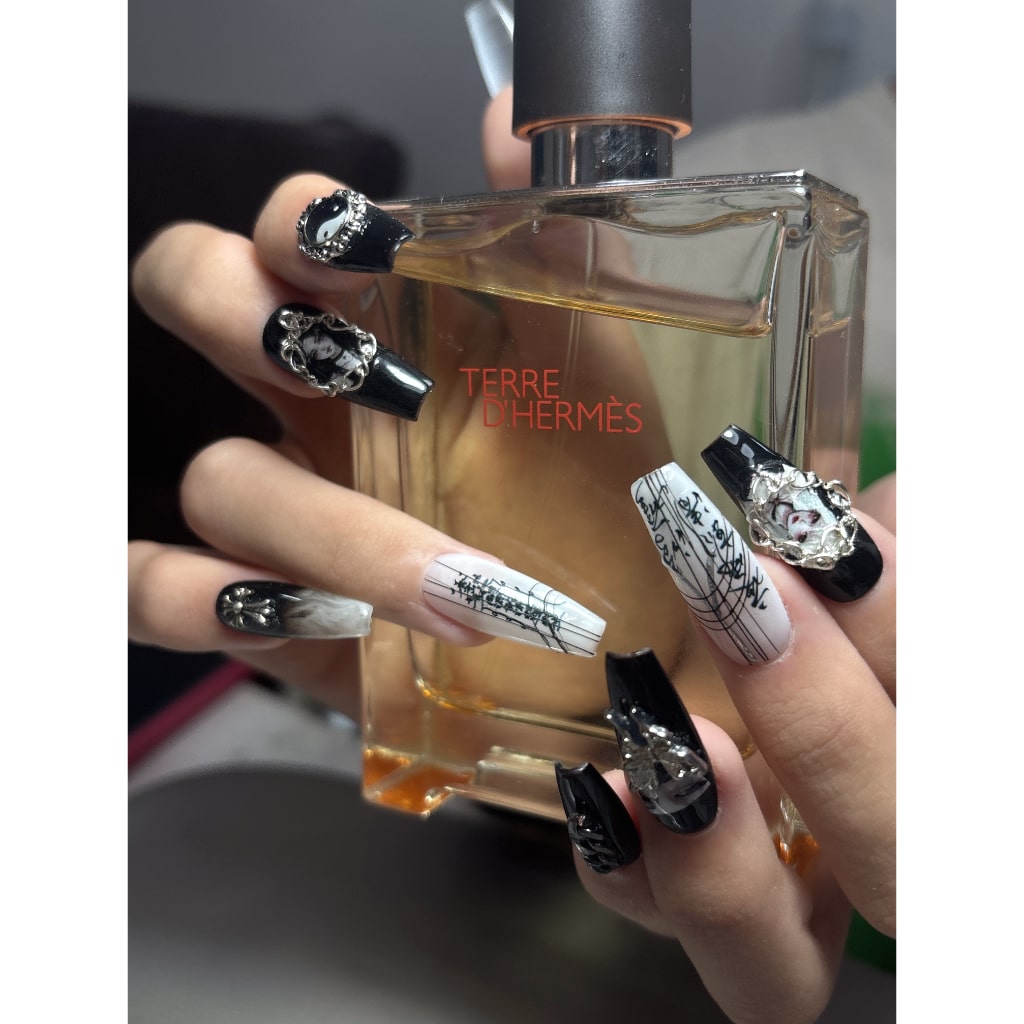 China Style nails Cross & Moon & Butterfly Charms,Long Chain ,NK