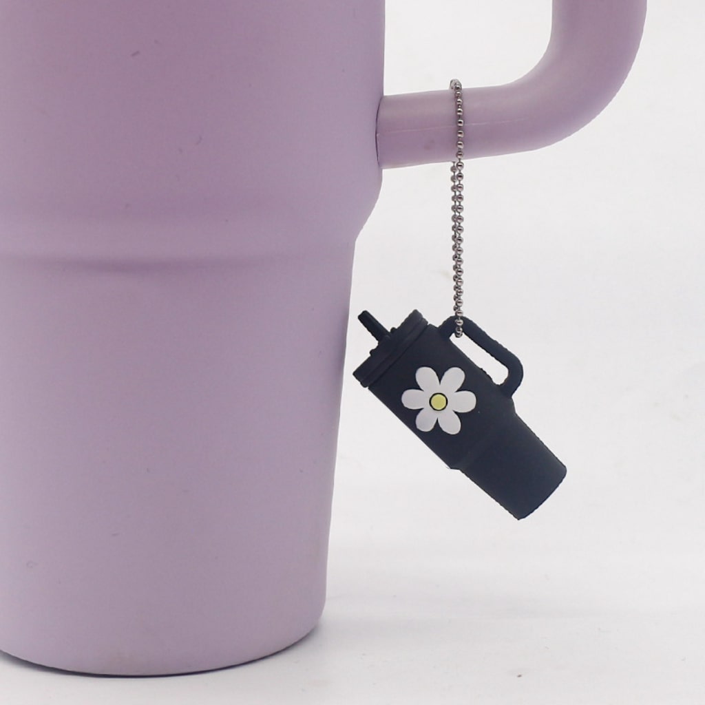 Silicone Mini Tumbler Keychains With Flowers,13 colors,Random Mix