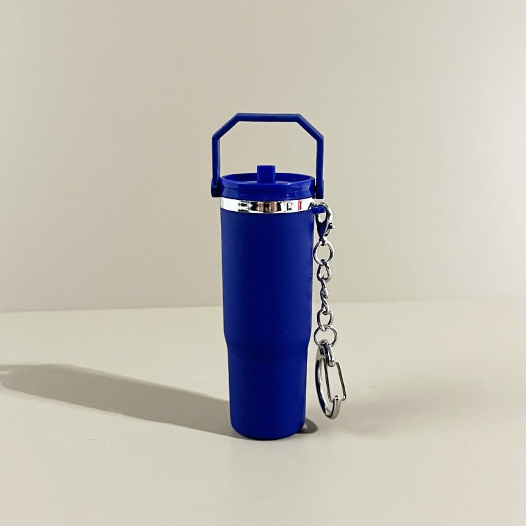Mini Flip Straw School Stainly Tumbler Cup keychains,Solid Color