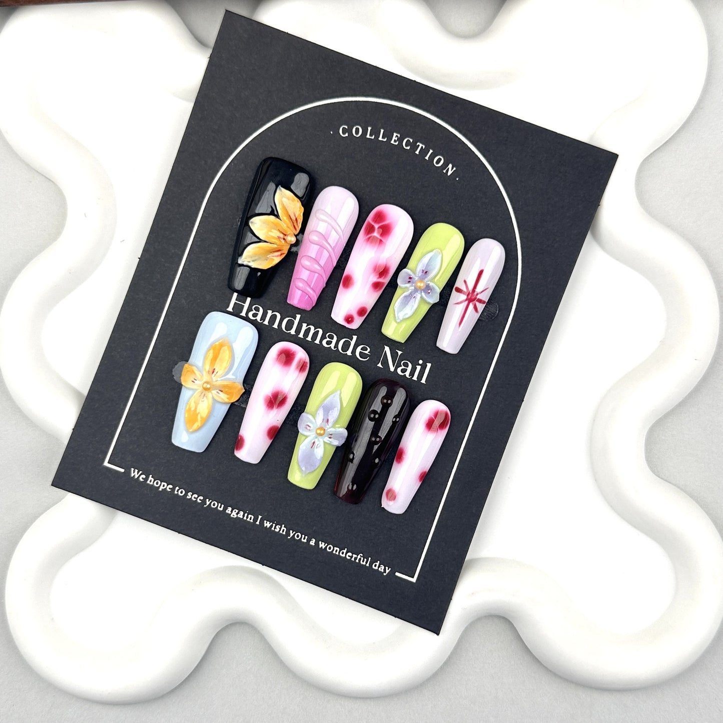 3D Flower nails with Gradient Design,Colorful Tones,CY