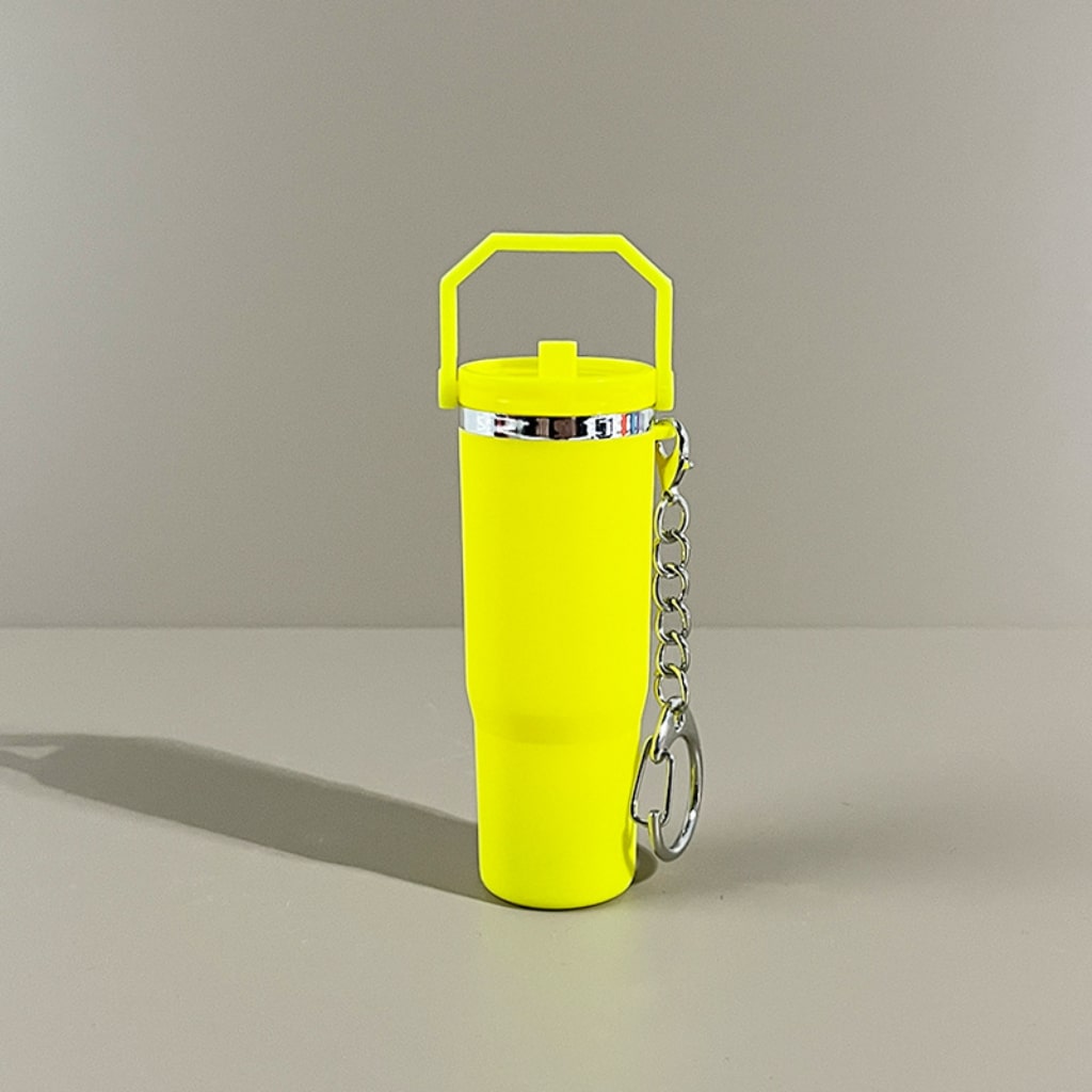 Mini Flip Straw School Stainly Tumbler Cup keychains,Solid Color