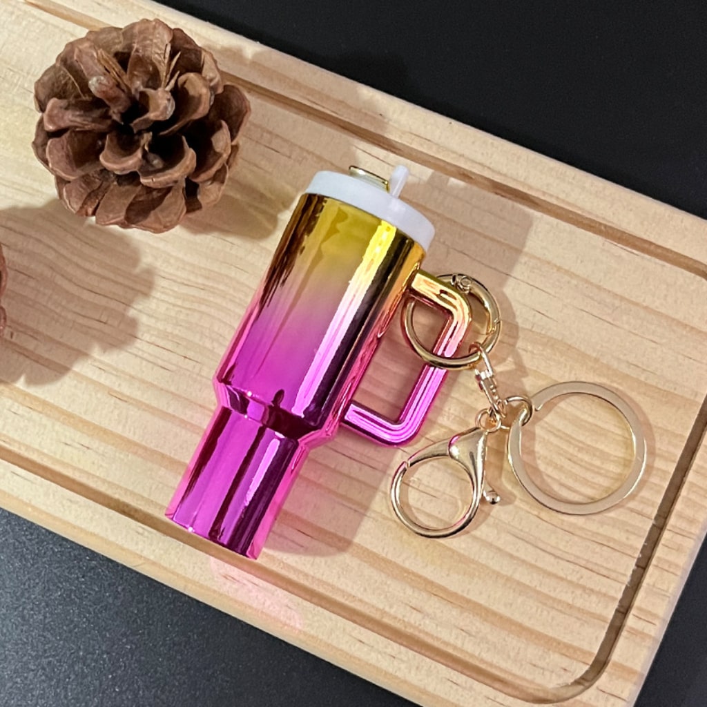 Metallic Ombre Color Mini Stainly Tumbler Cup keychains,Solid Color
