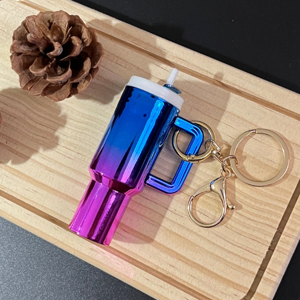 Metallic Ombre Color Mini Stainly Tumbler Cup keychains,Solid Color
