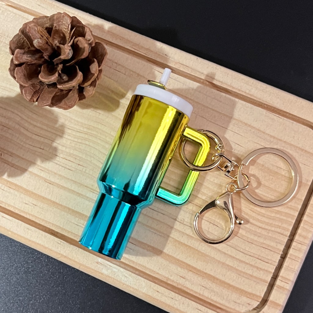 Metallic Ombre Color Mini Stainly Tumbler Cup keychains,Solid Color