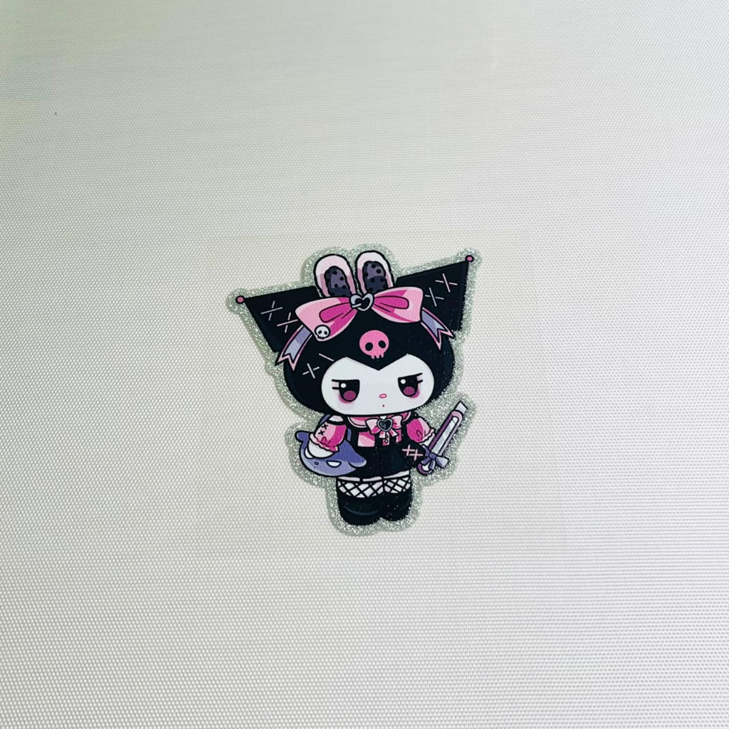 4inch Decals Shiny Glitter Cup Wraps, Water Proof,Cartoon ,Sanrio , Kuromi