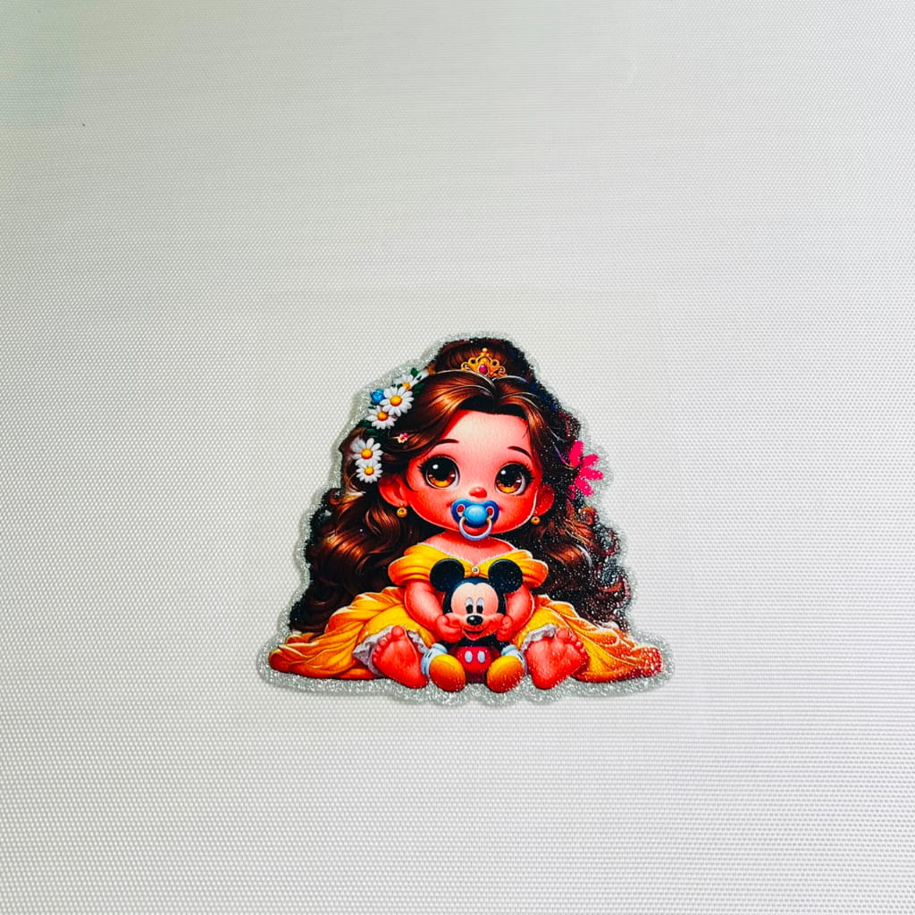 4inch Decals Shiny Glitter Cup Wraps, Water Proof,Cartoon ,Princess,Belle ,The Beauty and Beast