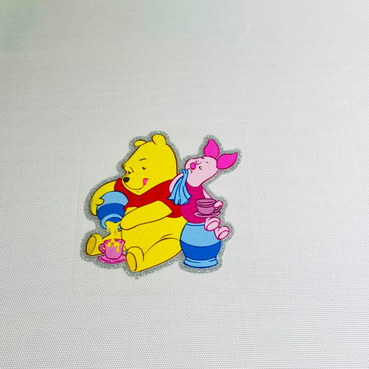 4inch Decals Shiny Glitter Cup Wraps, Water Proof, Cartoon, Winnie Pooh & Piglet