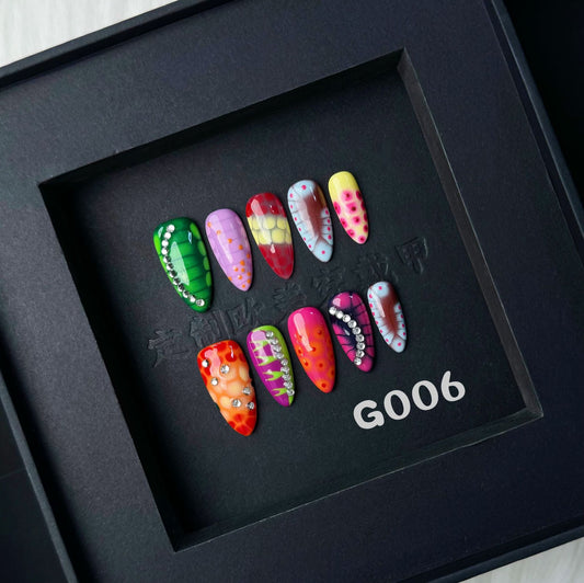 3D Colorful nails with Unique & Gradient Design,Glitter,CY
