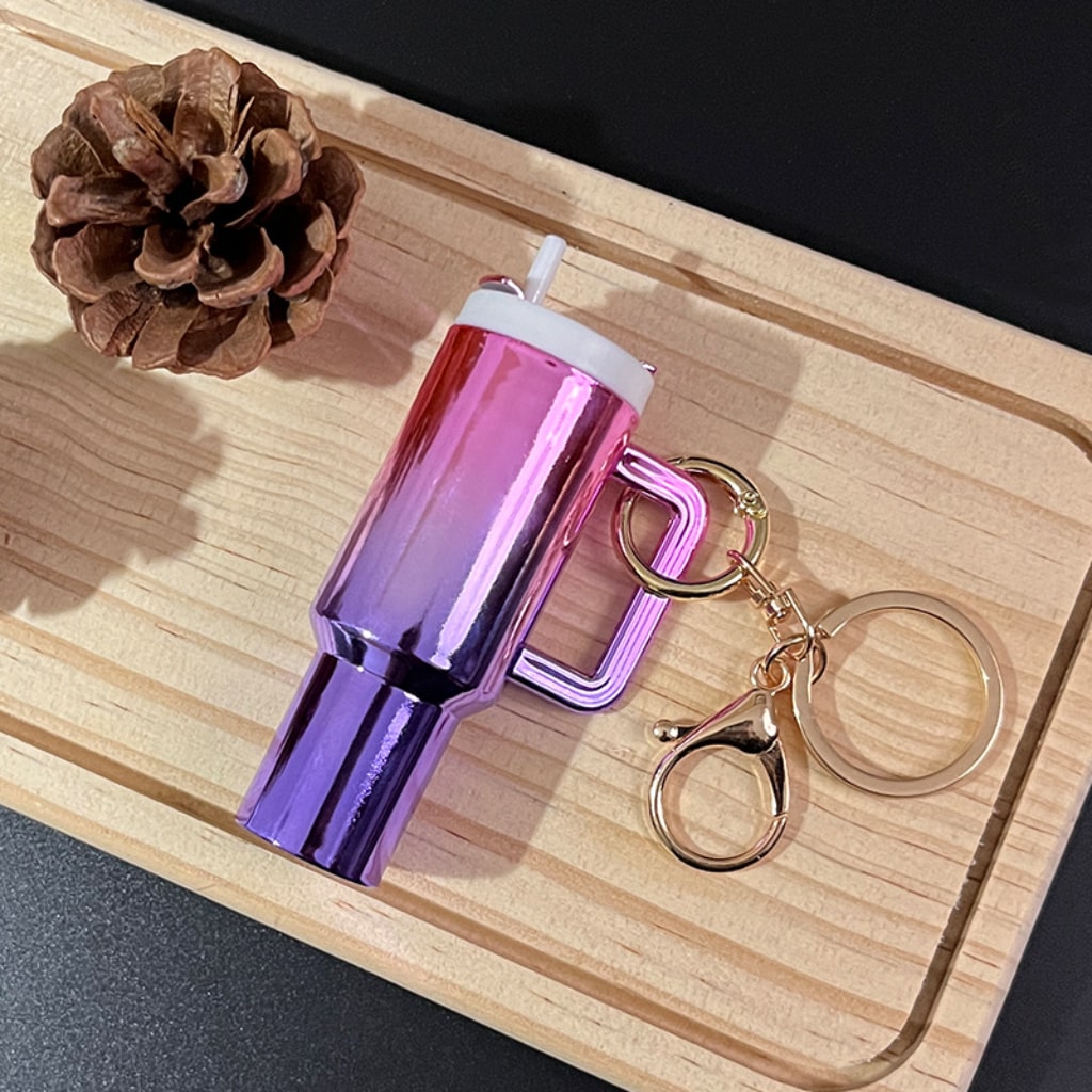 Metallic Ombre Color Mini Stainly Tumbler Cup keychains,Solid Color