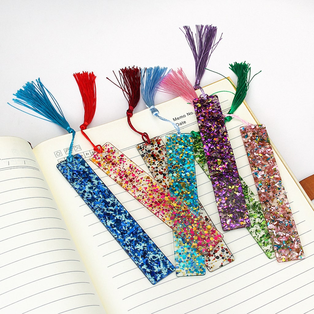 Confetti Acrylic Bookmarks With Tassels,Random Mix