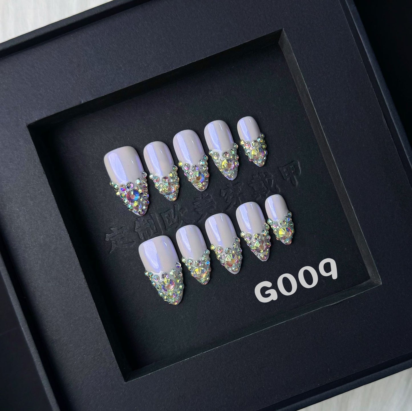 White French nails with Shinny Glitter,CY