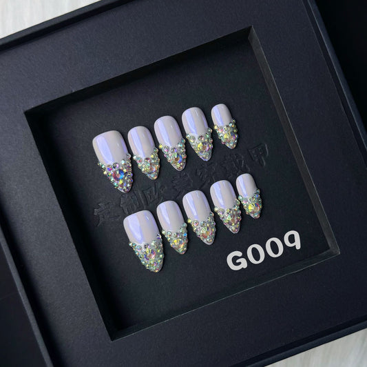 White French nails with Shinny Glitter,CY