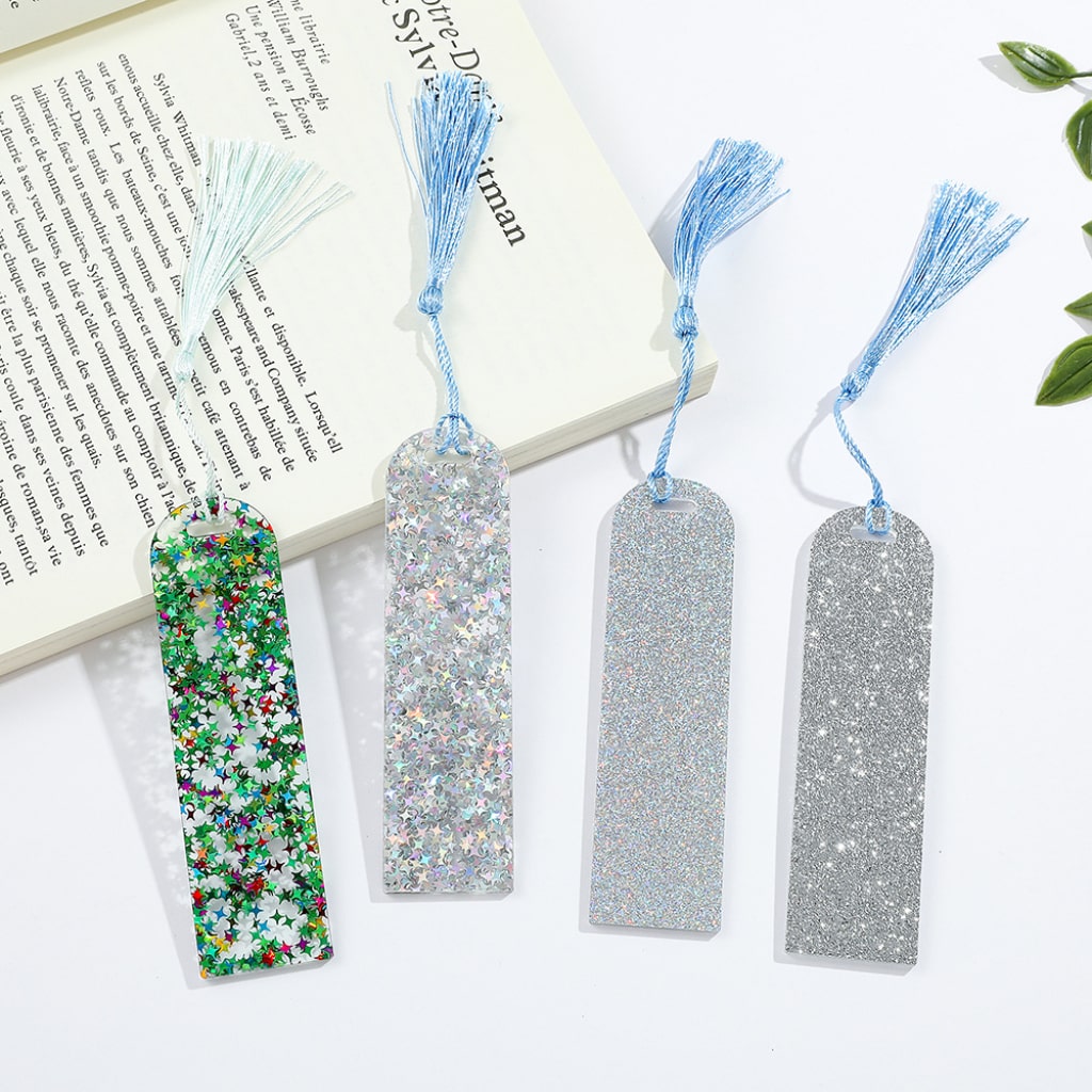 Glitter Acrylic Bookmarks With Tassels,Random Mix